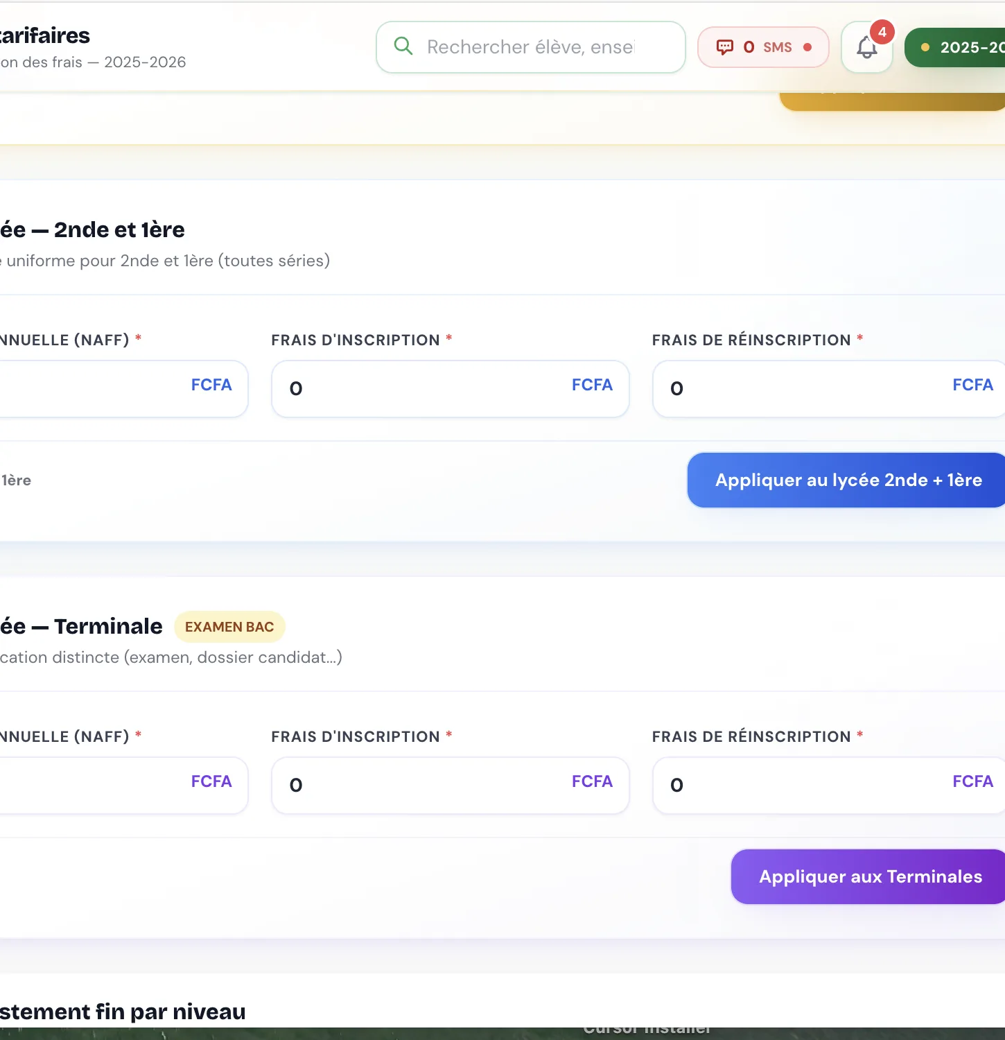 Interface Enseignant AviaSchoolPay
